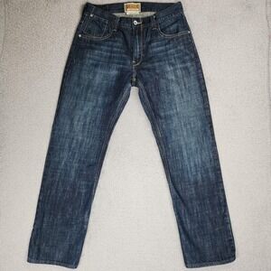 Levis Slim Straight Jeans Mens 36x34 Blue Denim Flap Back Pockets Classic